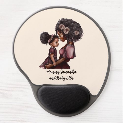 Personalized Black Mom and Daughter 1 Gel Mouse Pad