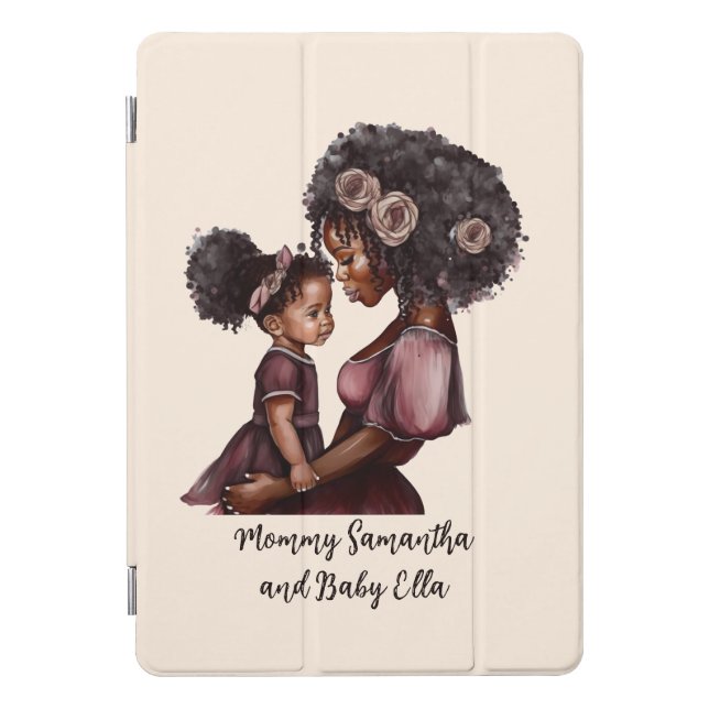 Personalized Black Mom and Daughter (1) iPad Pro Cover (Front)