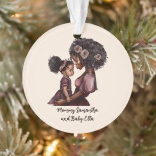 Personalized Black Mom and Daughter (1) Ornament