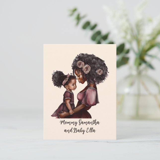Personalized Black Mom and Daughter (1) Postcard (Standing Front)