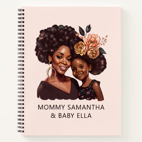 Personalized Black Mom and Daughter 20 Notebook