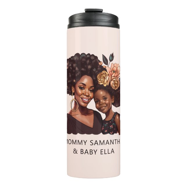Personalized Black Mom and Daughter (20) Thermal Tumbler (Front)