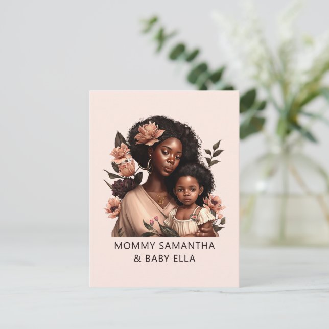 Personalized Black Mom and Daughter (21) Postcard (Standing Front)