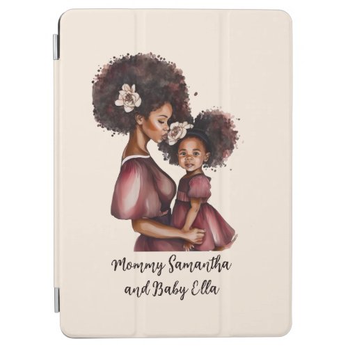 Personalized Black Mom and Daughter 2 iPad Air Cover