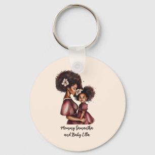 Personalized Black Mom and Daughter (2) Keychain