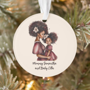 Personalized Black Mom and Daughter (2) Ornament