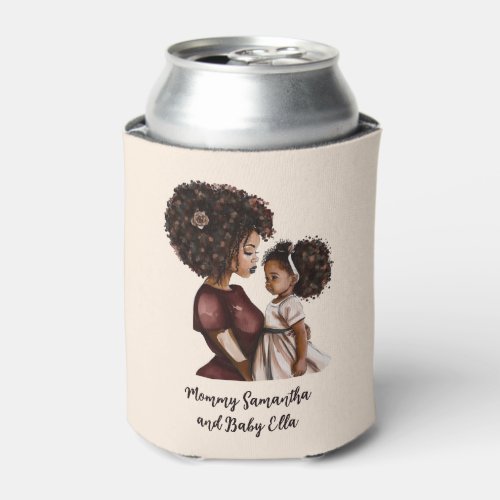 Personalized Black Mom and Daughter 3 Can Cooler