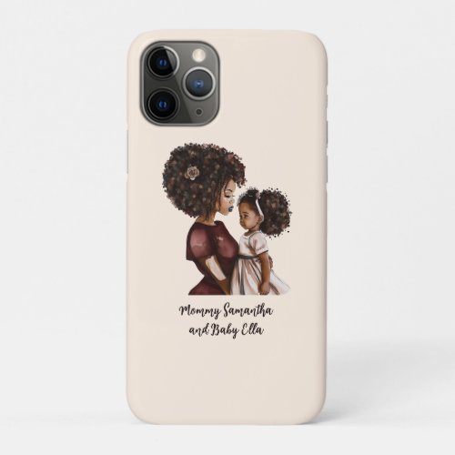 Personalized Black Mom and Daughter 3 iPhone 11 Pro Case