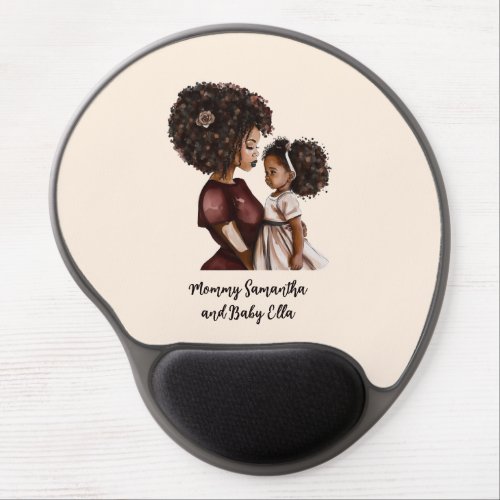 Personalized Black Mom and Daughter 3 Gel Mouse Pad