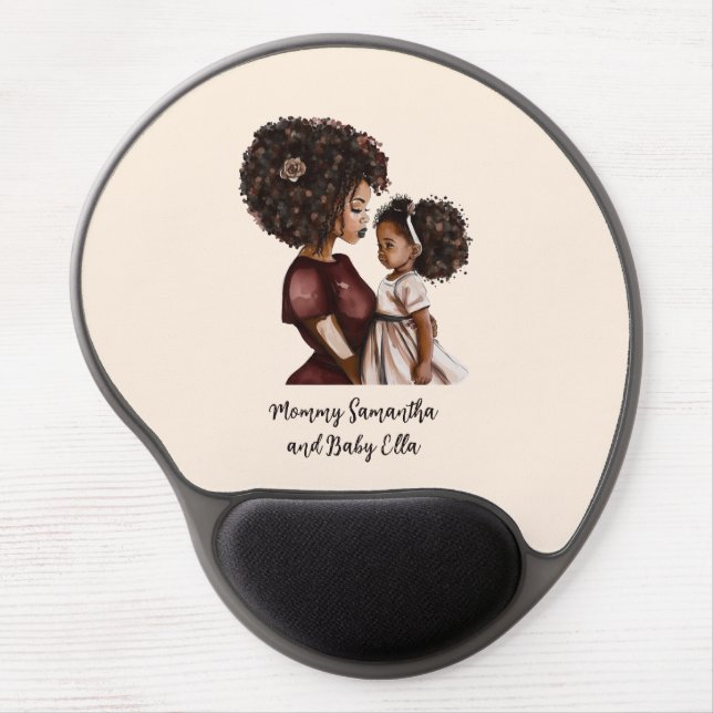 Personalized Black Mom and Daughter (3) Gel Mouse Pad (Front)
