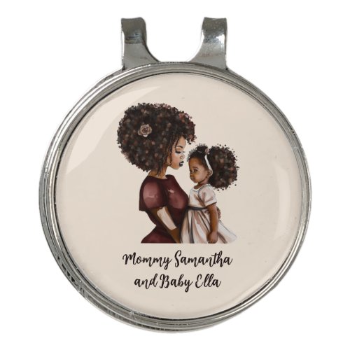 Personalized Black Mom and Daughter 3 Golf Hat Clip
