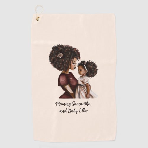 Personalized Black Mom and Daughter 3 Golf Towel