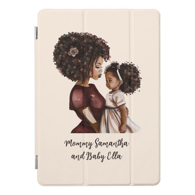 Personalized Black Mom and Daughter (3) iPad Pro Cover (Front)