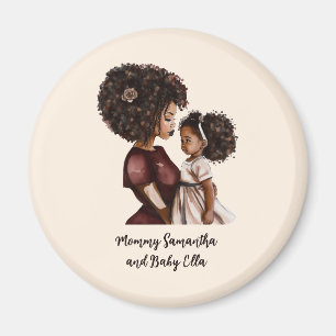 Personalized Black Mom and Daughter (3) Magnet