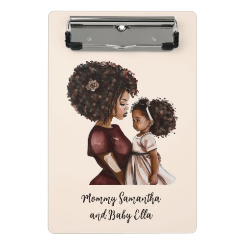 Personalized Black Mom and Daughter 3 Mini Clipboard