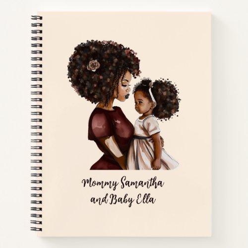 Personalized Black Mom and Daughter 3 Notebook