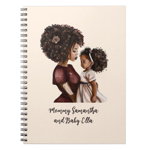 Personalized Black Mom and Daughter 3 Notebook