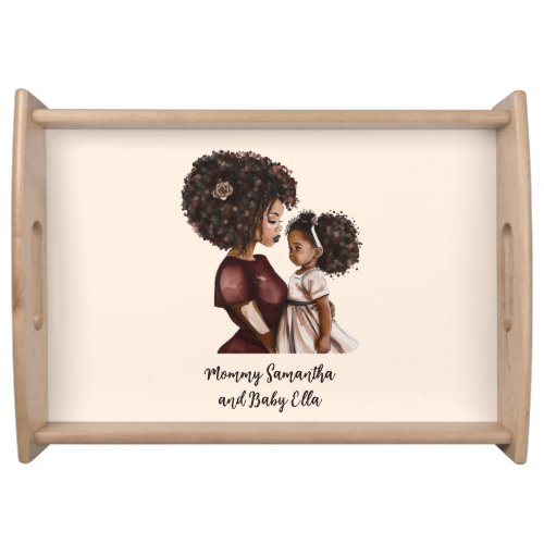 Personalized Black Mom and Daughter 3 Serving Tray