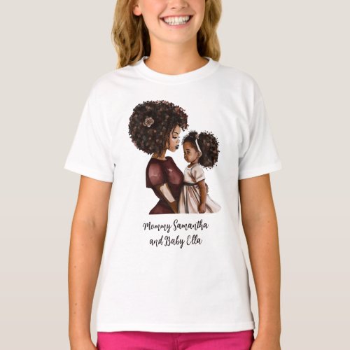 Personalized Black Mom and Daughter 3 T_Shirt