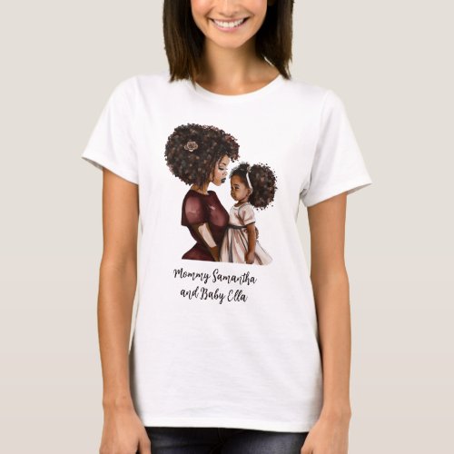 Personalized Black Mom and Daughter 3 T_Shirt