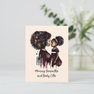 Personalized Black Mom and Daughter (4) Postcard