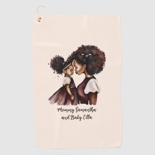 Personalized Black Mom and Daughter 5 Golf Towel