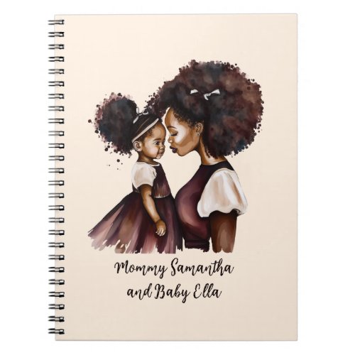 Personalized Black Mom and Daughter 5 Notebook