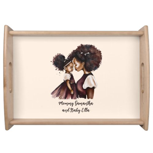 Personalized Black Mom and Daughter 5 Serving Tray