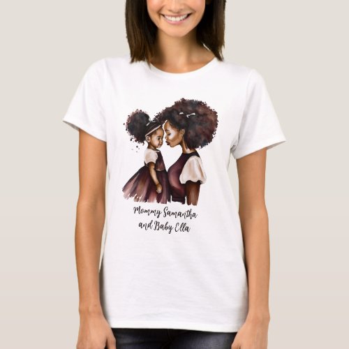 Personalized Black Mom and Daughter 5 T_Shirt