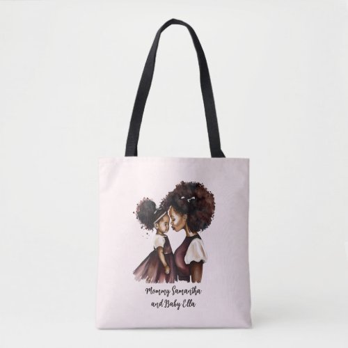 Personalized Black Mom and Daughter 5 Tote Bag