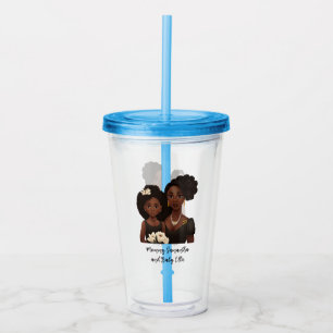 Personalized Black Mom and Daughter (6) Acrylic Tumbler
