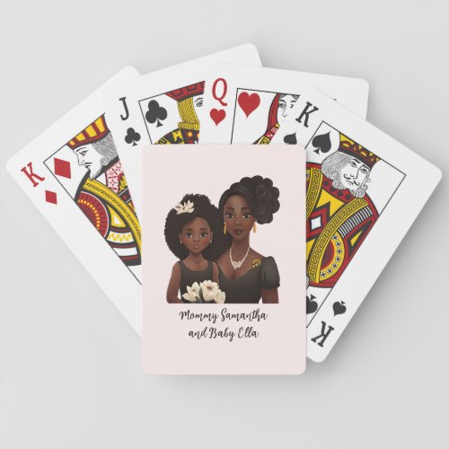 Personalized Black Mom and Daughter 6 Playing Cards