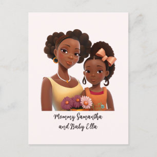 Personalized Black Mom and Daughter (7) Postcard