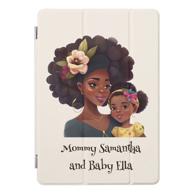 Personalized Black Mom and Daughter (8) iPad Pro Cover (Front)