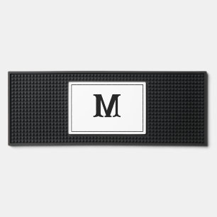 Personalized Black Monogram Bar Mat