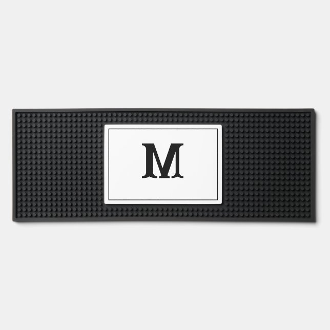 Personalized Black Monogram Bar Mat (Front)