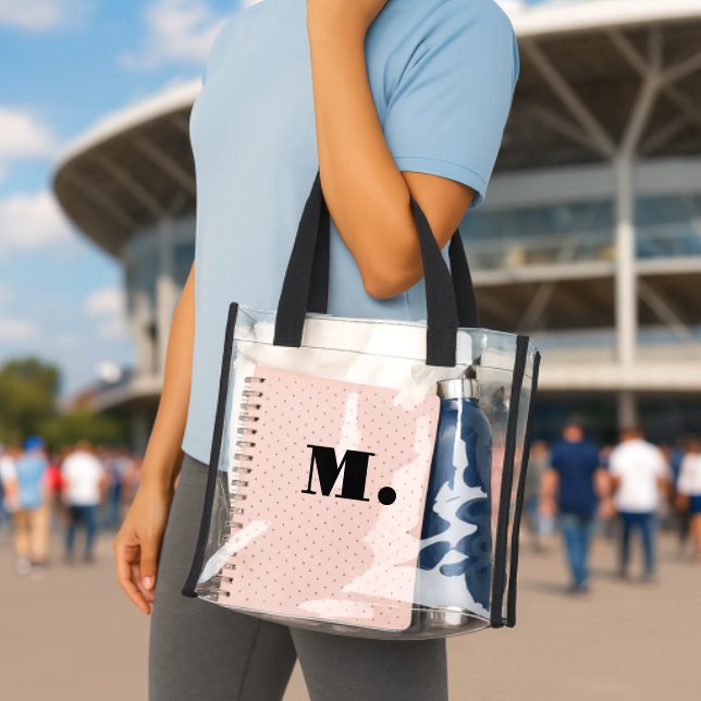 Personalized Black Monogram Clear Tote Bag (Insitu (Stadium))
