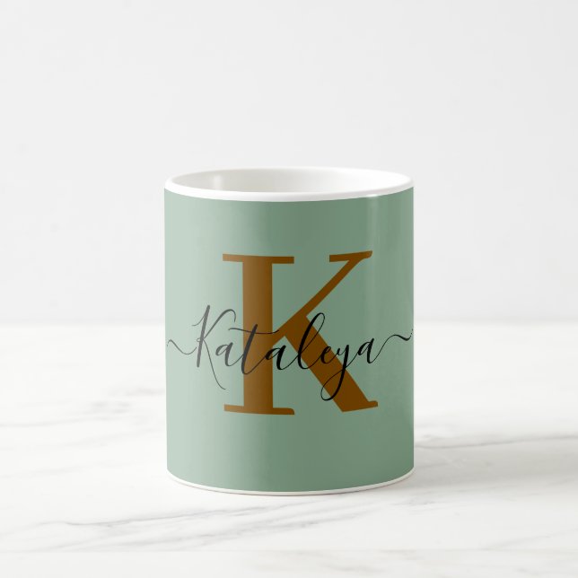 Personalized Black Monogram Coffee Mug with Name (Center)