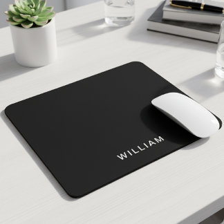 Personalized Black & Monogram | Elegant Custom Mouse Pad
