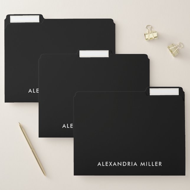 Personalized Black Monogram File Folder (Set)