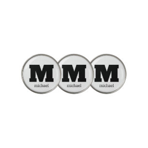 Personalized Black Monogram Initial Name  Golf Ball Marker