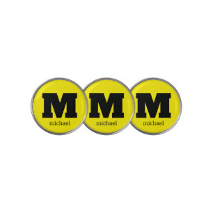 Personalized Black Monogram Initial Name  Golf Ball Marker