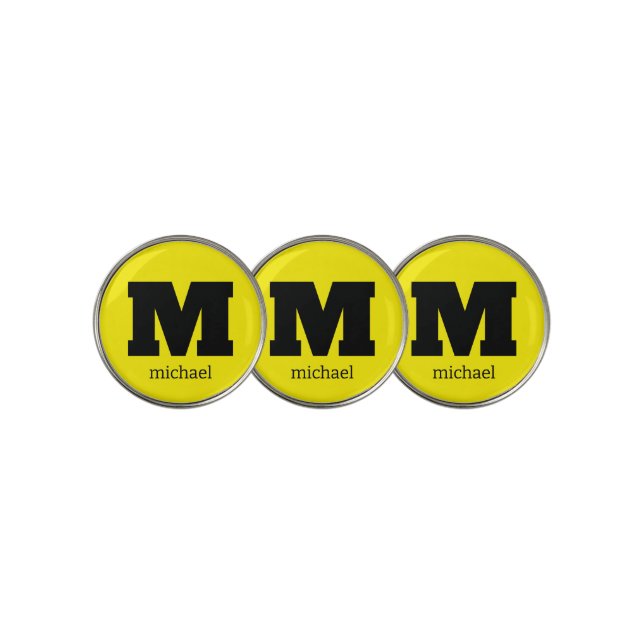 Personalized Black Monogram Initial Name  Golf Ball Marker (3 Up)