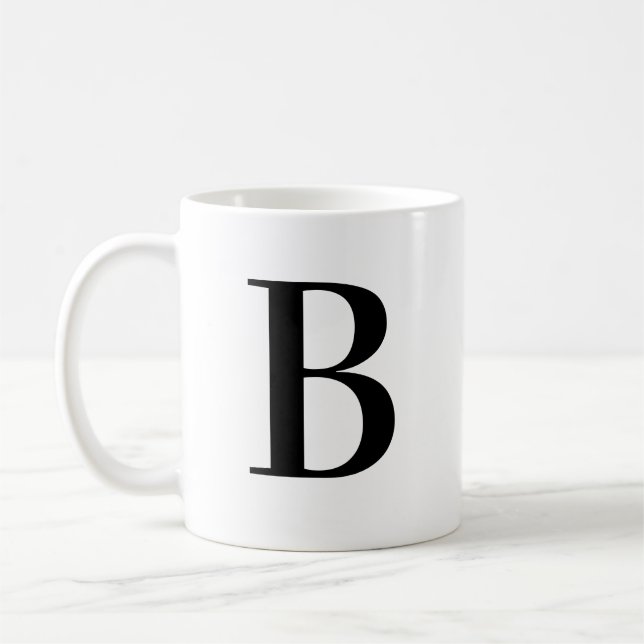 Personalized Black Monogram Letter B Coffee Mug (Left)