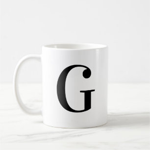 Personalized Black Monogram Letter G Coffee Mug