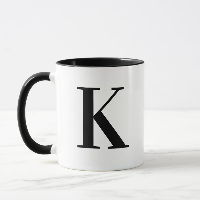 Personalized Black Monogram Letter K Mug (Left)
