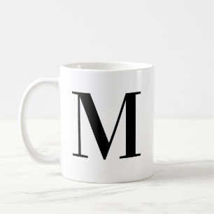 Personalized Black Monogram Letter M Coffee Mug