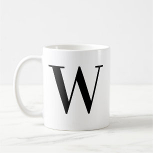 Personalized Black Monogram Letter W Coffee Mug