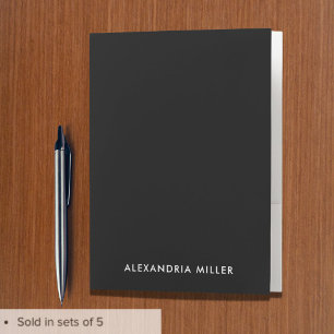Personalized Black Monogram Pocket Folder