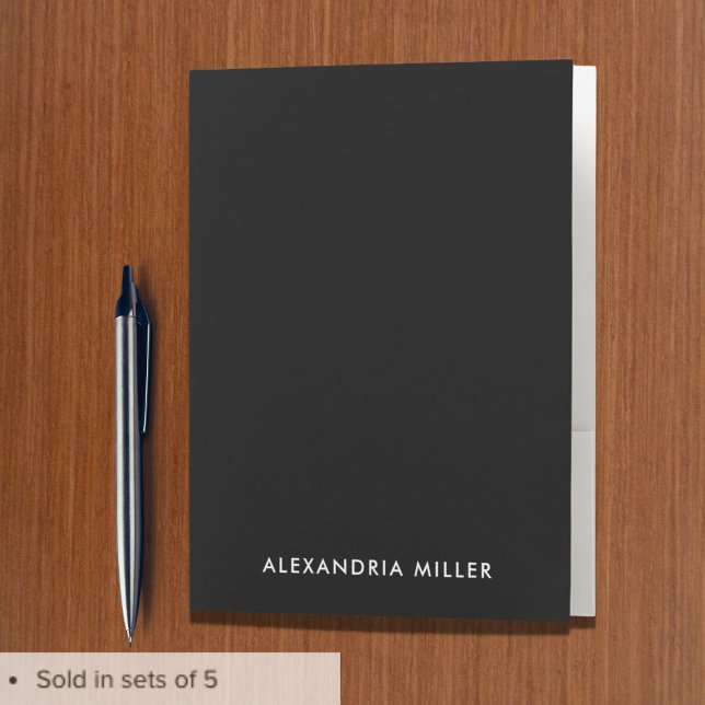 Personalized Black Monogram Pocket Folder (Creator Uploaded)